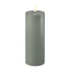 Deluxe Homeart LED Stumpenkerze Real Flame salbei green