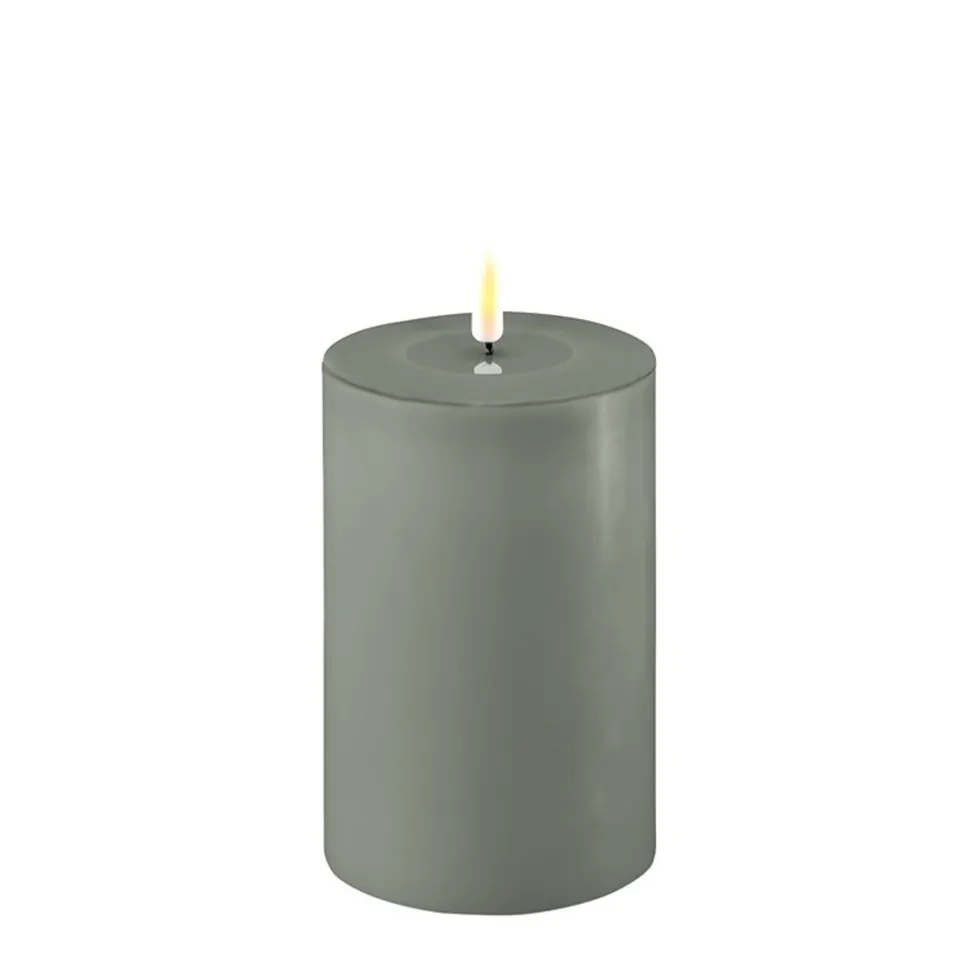 Deluxe Homeart LED Stumpenkerze Real Flame salbei green