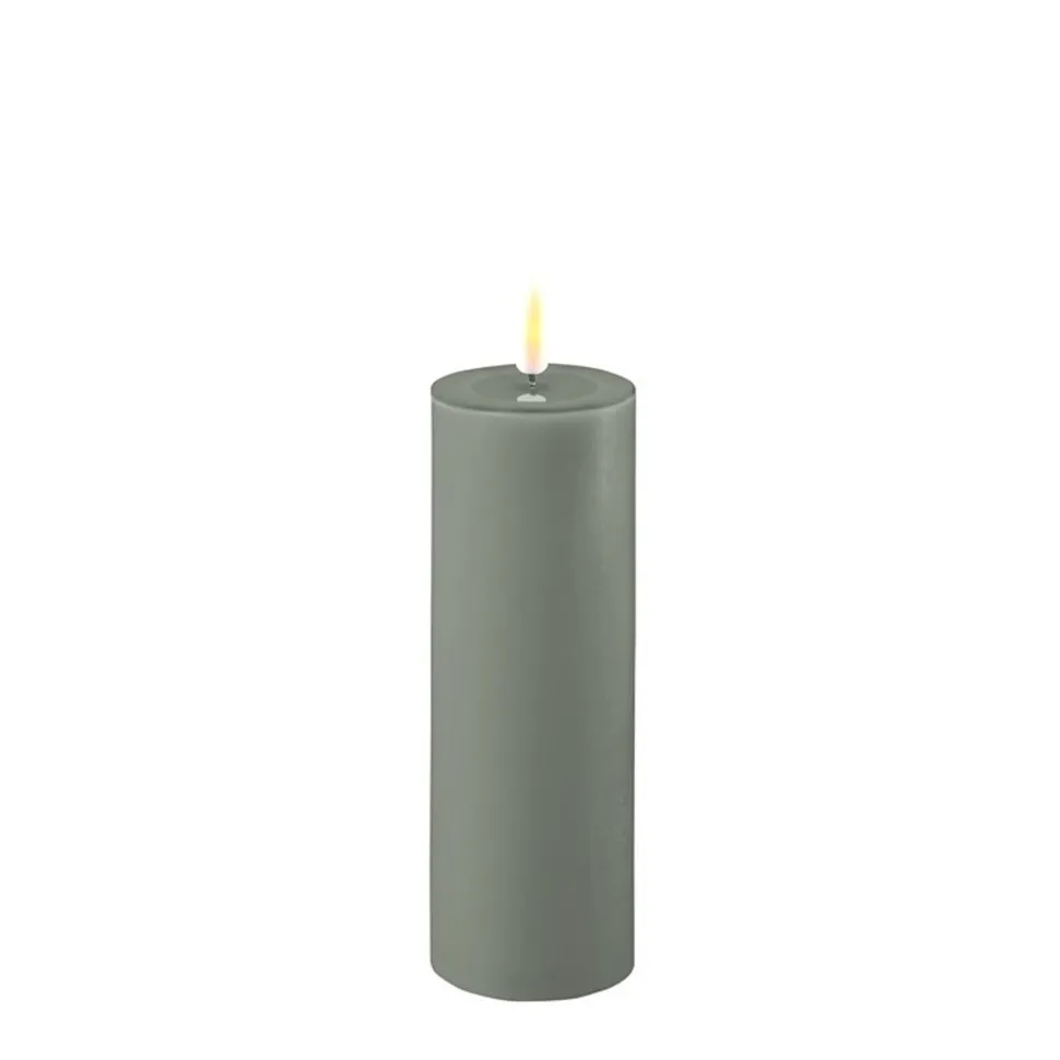 Deluxe Homeart LED Stumpenkerze Real Flame salbei green