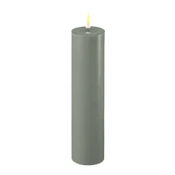 Deluxe Homeart LED Stumpenkerze Real Flame salbei green