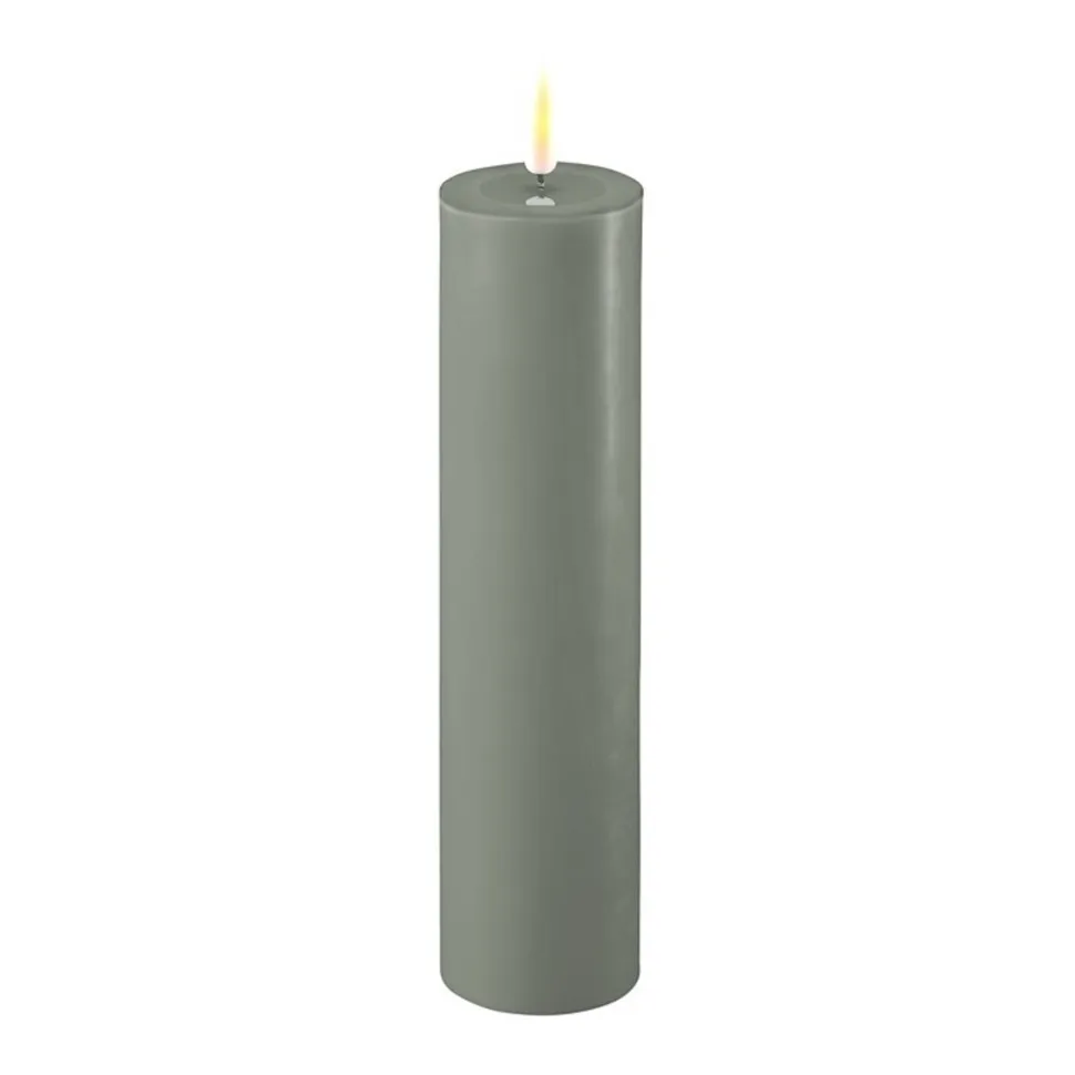 Deluxe Homeart LED Stumpenkerze Real Flame salbei green