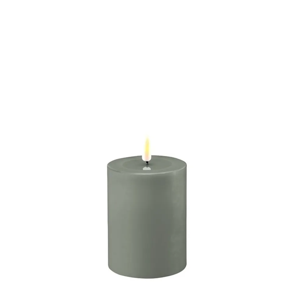 Deluxe Homeart LED Stumpenkerze Real Flame salbei green