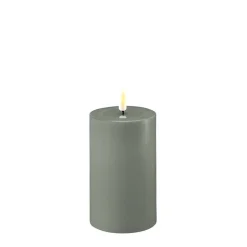 Deluxe Homeart LED Stumpenkerze Real Flame salbei green