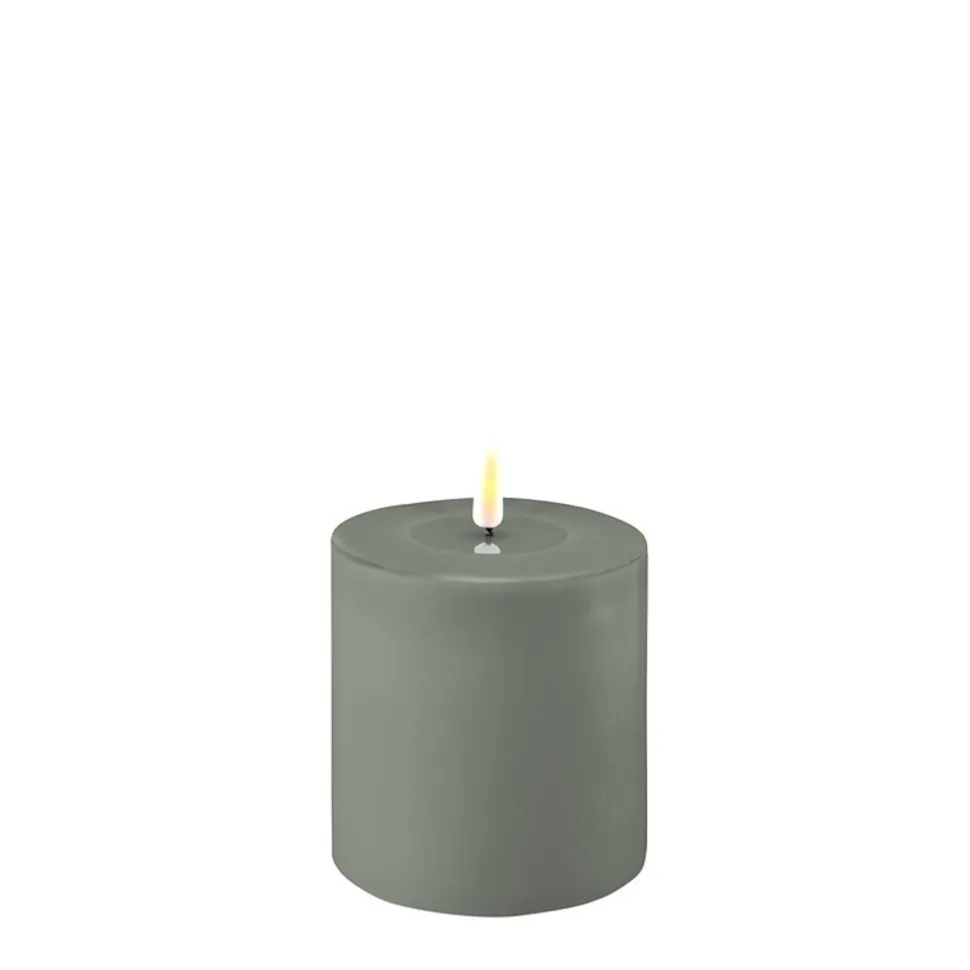 Deluxe Homeart LED Stumpenkerze Real Flame salbei green