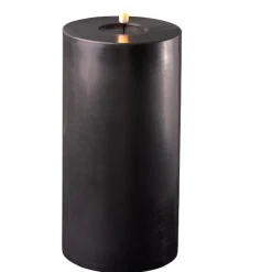 Deluxe Homeart LED Stumpenkerze Real Flame schwarz