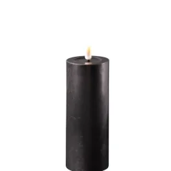 Deluxe Homeart LED Stumpenkerze Real Flame schwarz