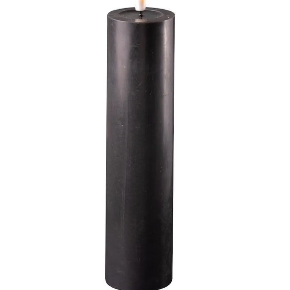 Deluxe Homeart LED Stumpenkerze Real Flame schwarz