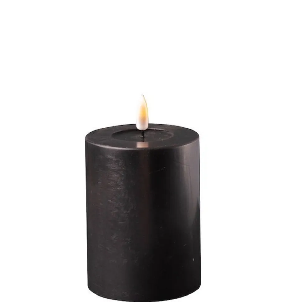 Deluxe Homeart LED Stumpenkerze Real Flame schwarz