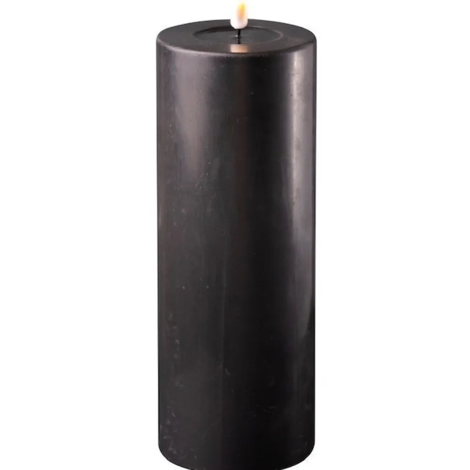 Deluxe Homeart LED Stumpenkerze Real Flame schwarz