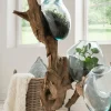 Faktorei Deko-Wurzel mit Glasvase in Tropfenform Teak-Holz