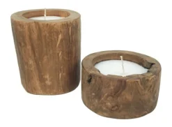 HSM Collection Baumstammkerze Teakholz