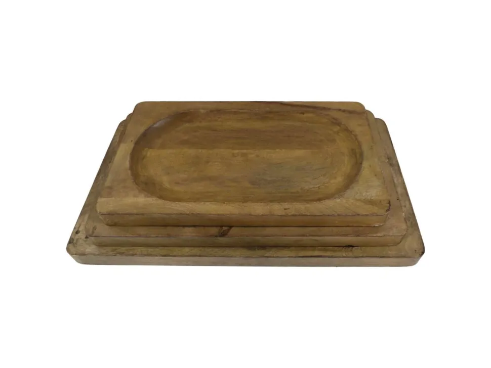 HSM Collection Servierbretter Natural Mangoholz 3er-Set