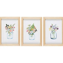 IB Laursen 3er Bilder-Set mit Blumenmotiv im Holzrahmen