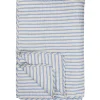IB Laursen Quilt blau mit weißen und braunen Streifen