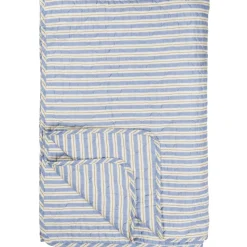IB Laursen Quilt blau mit weißen und braunen Streifen