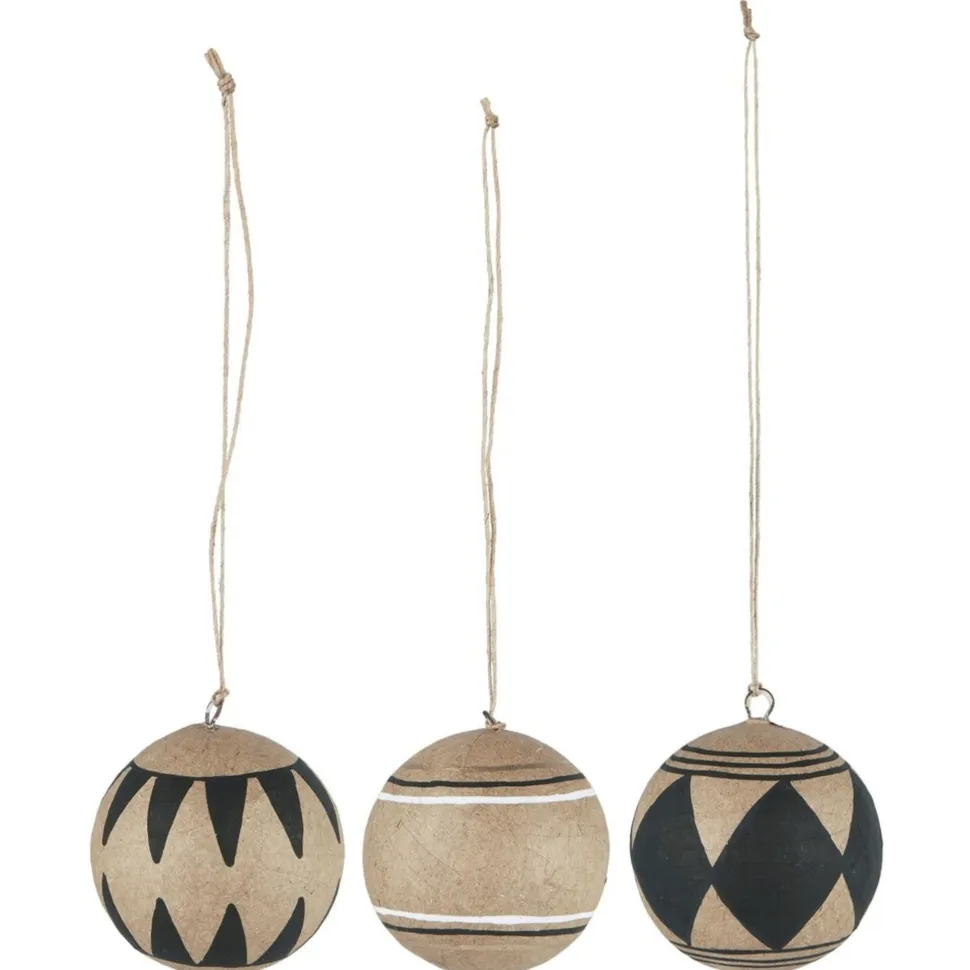 IB Laursen Weihnachtskugel 3er-Set aus Pappmaché