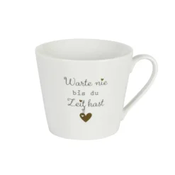 Krasilnikoff Happy Cup Tasse, Warte nie bist du Zeit hast