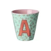 RICE Buchstaben-Becher mit Blumen Medium