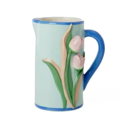 RICE Handbemalter Keramik Krug mit Tulpen