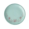 RICE Keramik Kuchenteller Handgemalt Blume Mint