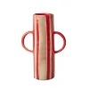 RICE Keramik Vase Rote Streifen