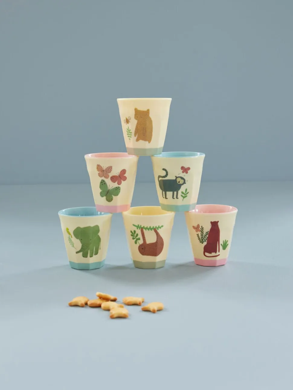 RICE Kleine Melamin Becher Sweet Jungle Print - 6er Set