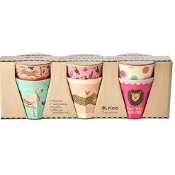RICE Kleine Melamin Kinder Becher Jungle Animals 6er Pack