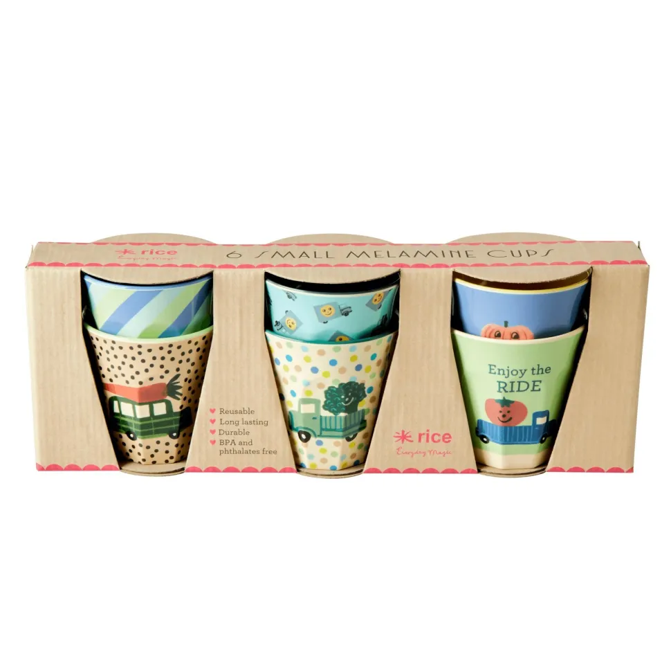 RICE Melamin Becher 6er-Set Small Happy Cars