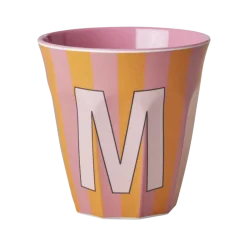 RICE Melamin Buchstabenbecher gestreift