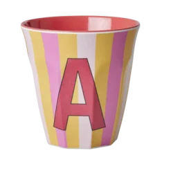 RICE Melamin Buchstabenbecher gestreift