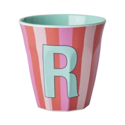 RICE Melamin Buchstabenbecher gestreift