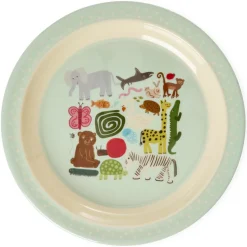 RICE Melamine Kinderteller Wildlife Print