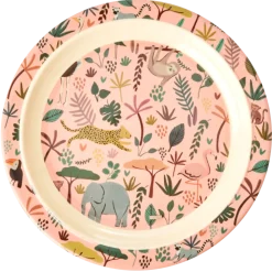 RICE Melamin Kinderteller Jungle Animals All Over