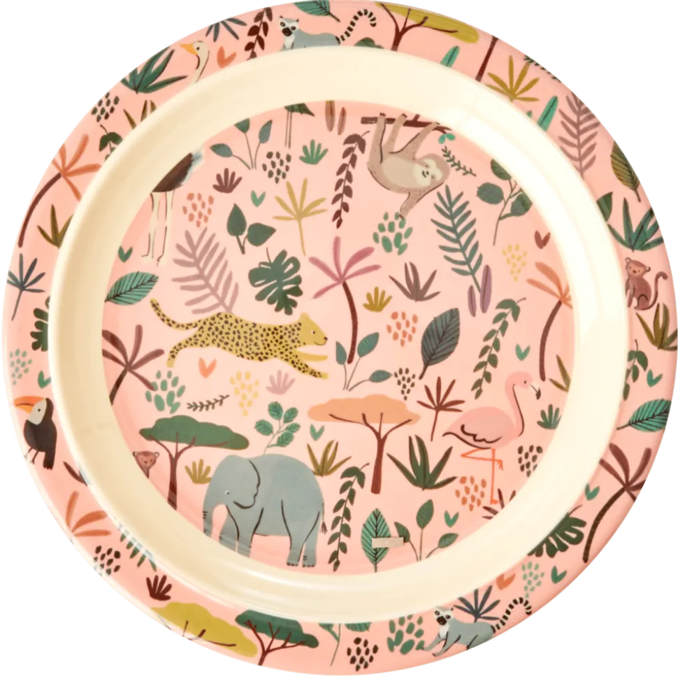 RICE Melamin Kinderteller Jungle Animals All Over
