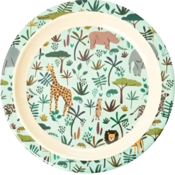 RICE Melamin Kinderteller Jungle Animals All Over