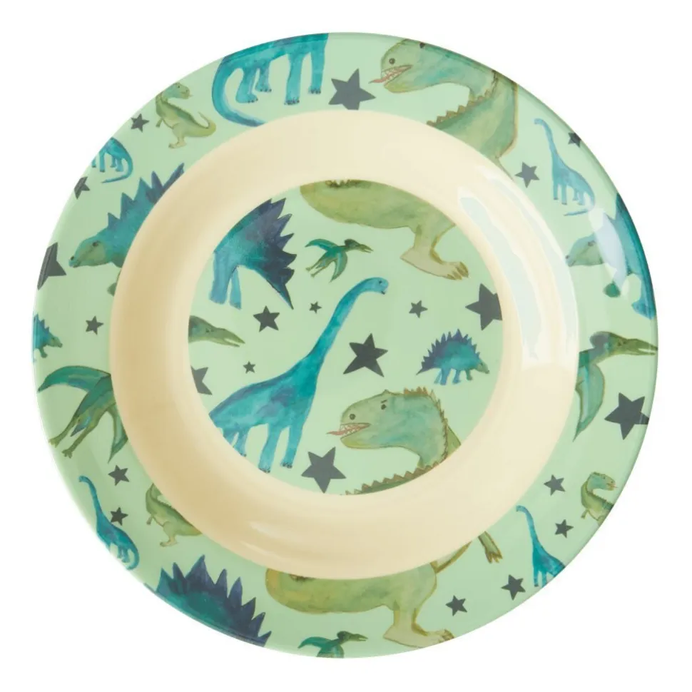RICE Melamin tiefer Kinderteller Dinosaurs Print