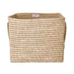 RICE Quadratischer Raffia Aufbewahrungskorb