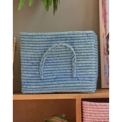RICE Quadratischer Raffia Aufbewahrungskorb