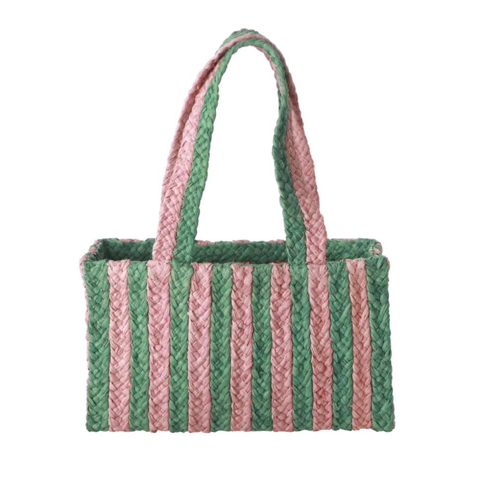 RICE Raffia Shoppingtasche Streifen