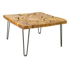 skandeko Quadratischer Couchtisch aus recyceltem Holz